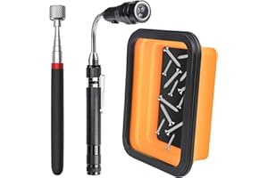 Preciva 3-Pack Telescoping Magnet Pickup Tool Set - Magnetic Parts Tray, 16 lb Pick Up Sticks and Telescoping Flexible LED Fl