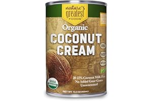 NATURE'S GREATEST FOODS Organic Coconut Cream by Nature’s Greatest Foods - 13.5 Oz - No Guar Gum, No Preservatives – Gluten Free, Vegan and Kosher - 20-22% Coconut Milk Fat, Unsweetened (Pack of 12)