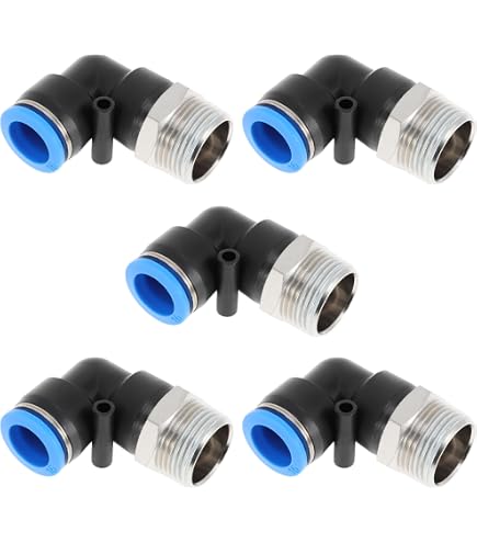 thumbnail image 2 of Motoforti Push To Connect Air Fittings 1/4 Inch 90 Degree - 5pcs Quick Connect Joints M5 Thread 2 of 13