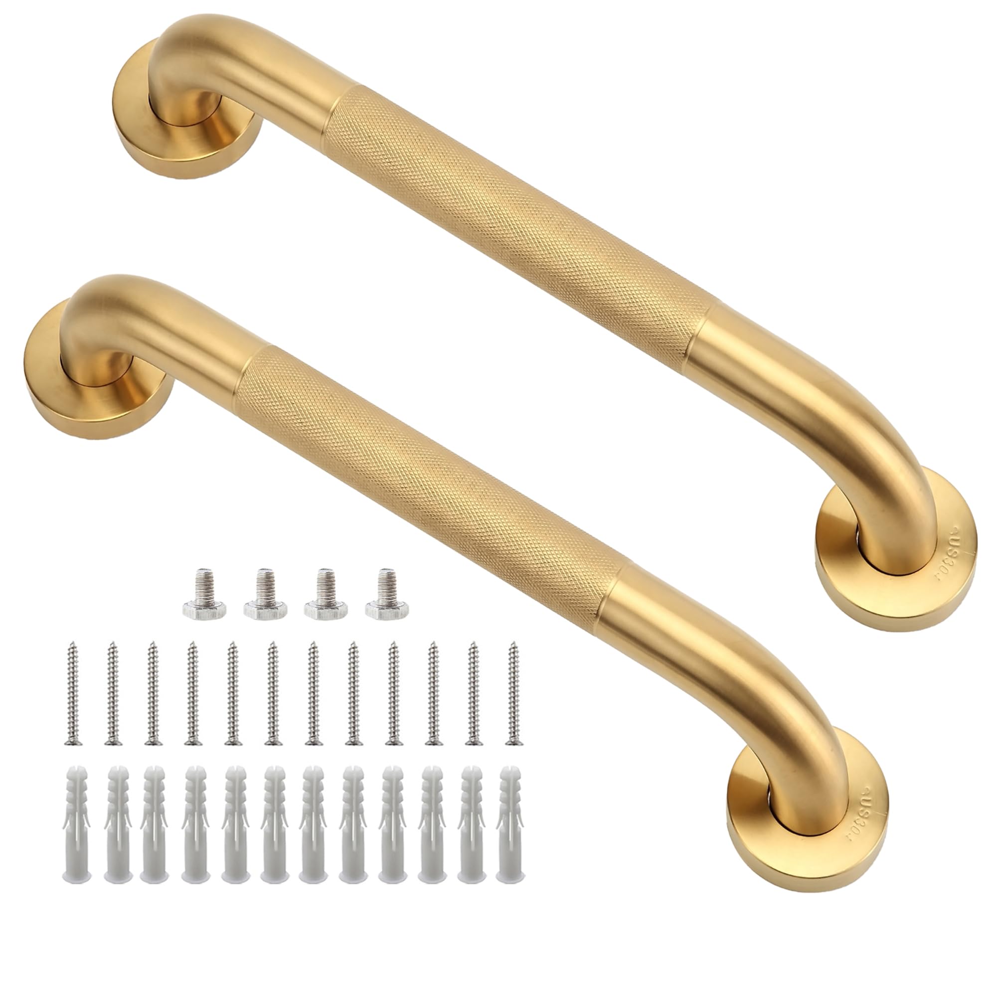 Photo 1 of Rackickyer Shower Grab Bar, 2 Pack 12 Inch Gold Bathroom Grab Bar, 1.25" Diameter 304 Stainless Steel Anti-Slip Grab Bars for Bathtubs and Showers, Handicap Shower Grab Bar for Seniors Elderly