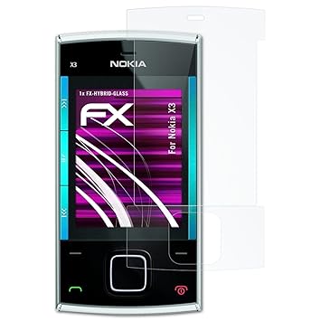 atFolix Glasfolie kompatibel mit Nokia X3 Panzerfolie, 9H Hybrid-Glass FX Schutzpanzer Folie (1er Set)