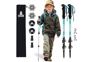 Lightweight Collapsible Kids Hiking Poles - Retractable Kids Hiking Stick, Telescoping Aluminum Trekking Poles 2 Pack, Adjust