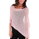 SHU-SHI Womens Sheer Knit Poncho Shrug Lightweight Cover Up One Size Fits Most