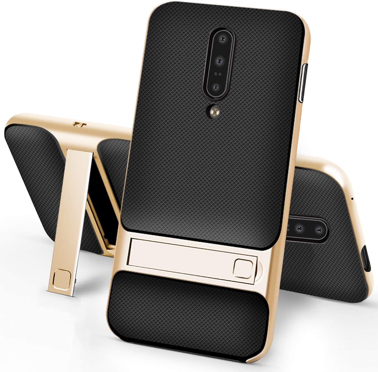 OnePlus 7 Pro Case,Setber Soft TPU Back Cover + Hard PC Bumper Dual Layer 2 in 1 with Kickstand for OnePlus 7 Pro Case -Gold