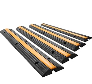 SmarketBuy Rubber Cable Protector Cable Ramps Black Ramp and Yellow lid Connector Speed Bump (4 Pack Single Channel)