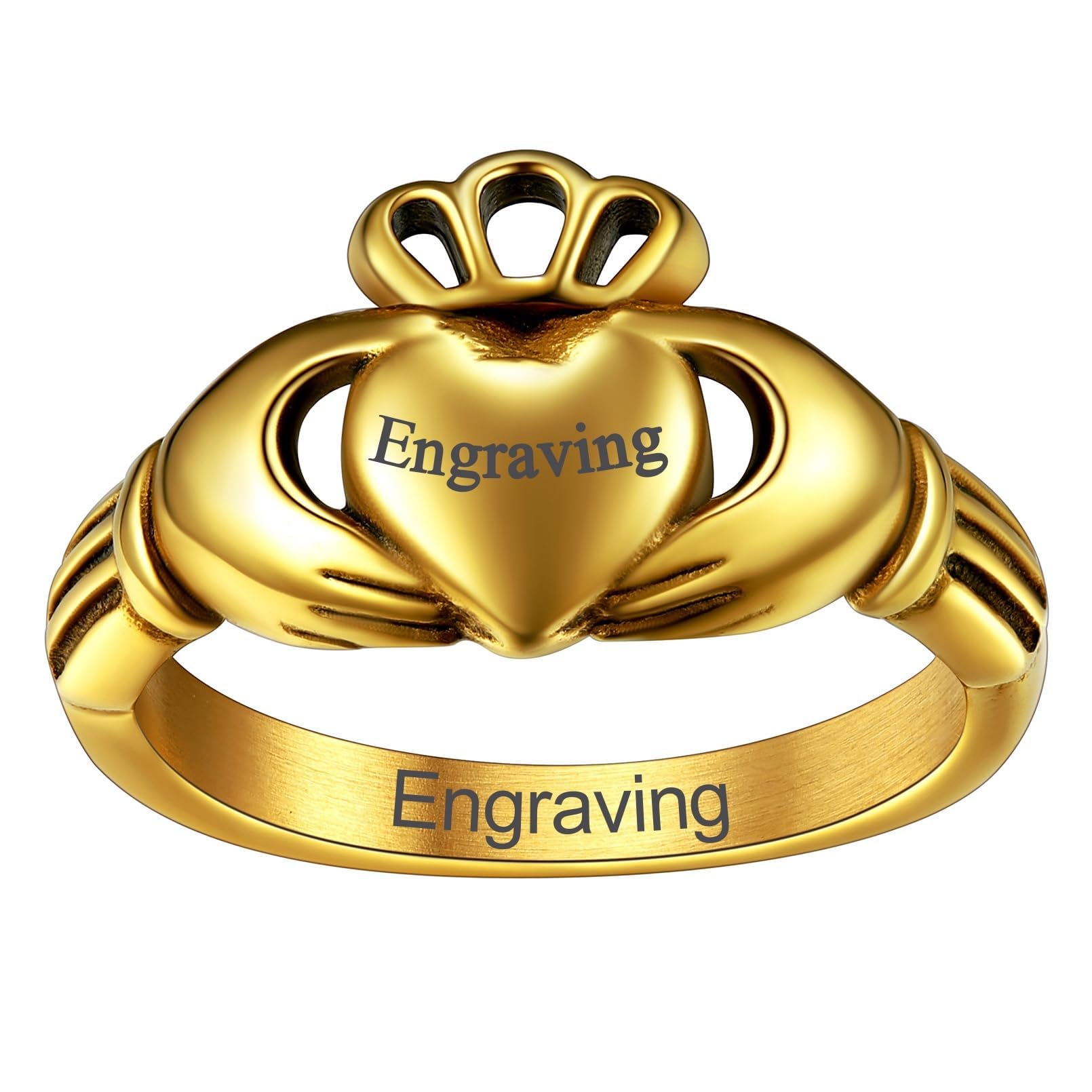 FaithHeart Personalized Custom Claddagh Rings Size