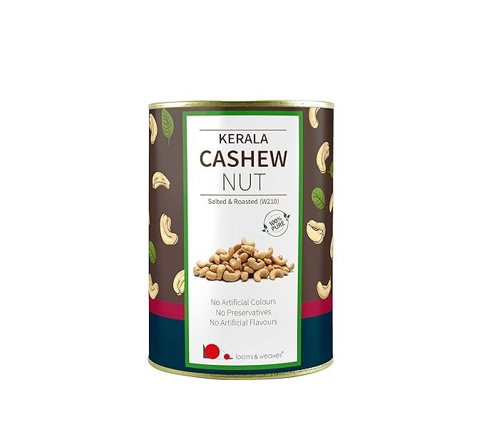 looms & weaves - Premium Quality Cashew (W 210) from Kerala - ( Salted & Roasted) - 500 gm