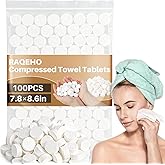RAQEHO 100 Compressed Towel Tablets - Disposable Face Washcloths Fast Drying Lightweight for Adult Camping Hiking Facial Mini