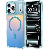 ZIYE Iridescent Case Compatible with iPhone 17 Pro Cute Fluorescent Laser Design Shockproof Protective Phone Cover Compatible with Magsafe for Women Girls Men Blue