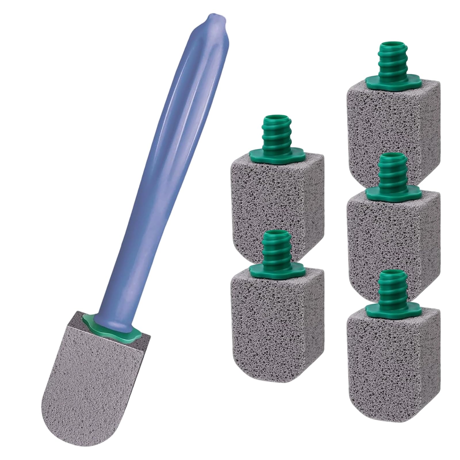 Bimsstein WC-Bürste, 6 Reinigungs-Nachfüllpackungen mit Griff, wiederverwendbar, effektive Reinigung, für Toiletten, Küchen, Spülen und Waschbecken