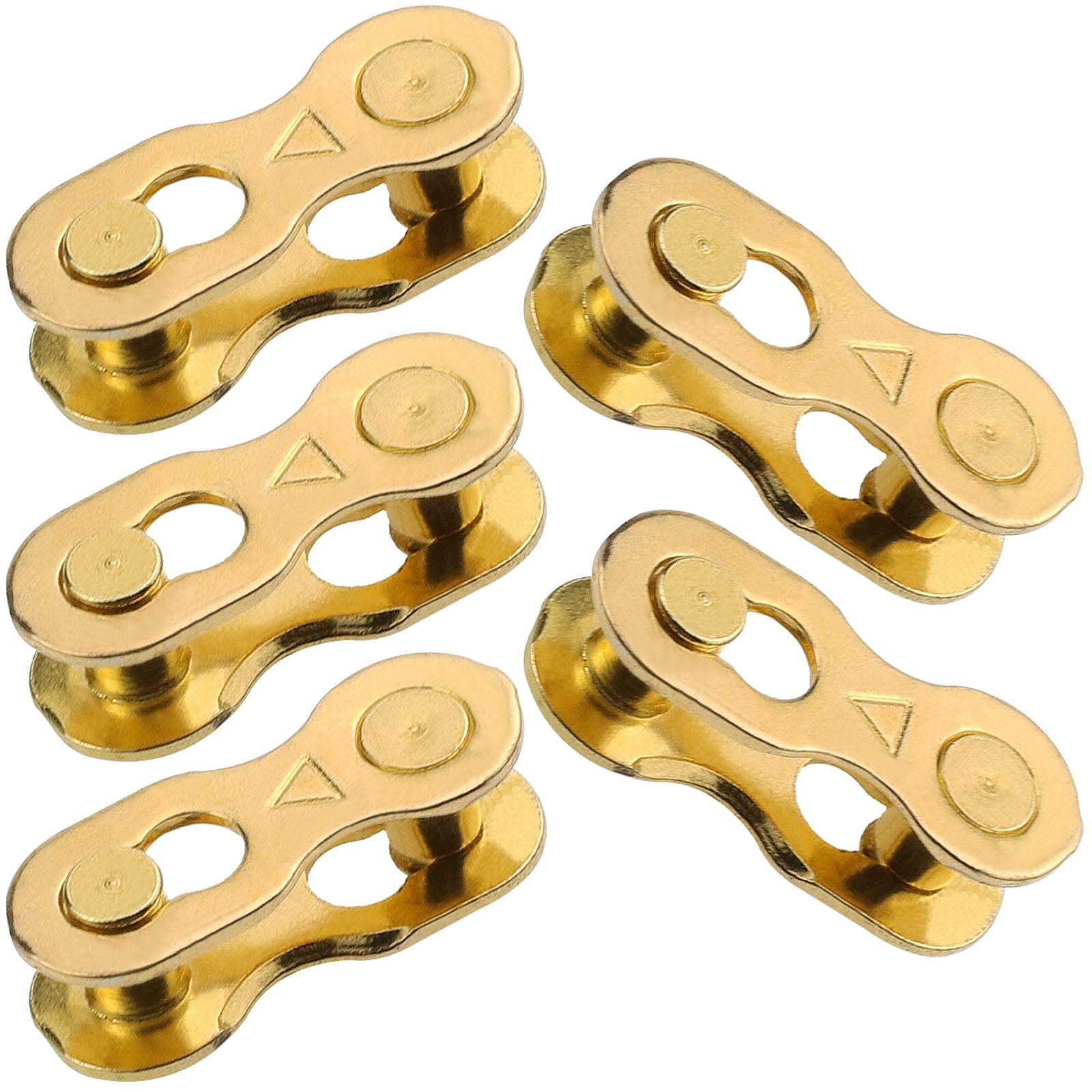 eMagTech 5 Pair of Bicycle Chain Links for 6/7/8 Speed Chain Mountain Road Bike Reusable Magic Buckles Quick Assemble Disassemble Manganese Steel Gold Cycling Accessories