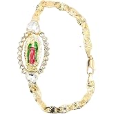 14K Filled Gold Virgen De Guadalupe Bracelet For Women - Virgin Mary Bracelets Exquisite, Lady Of Guadalupe Bracelet, Christian Goddess Virgin Mary Religious Length 7 Inches