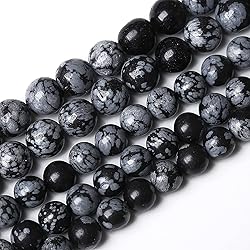 Natural Snowflake Obsidian Beads Round Loose Stone
