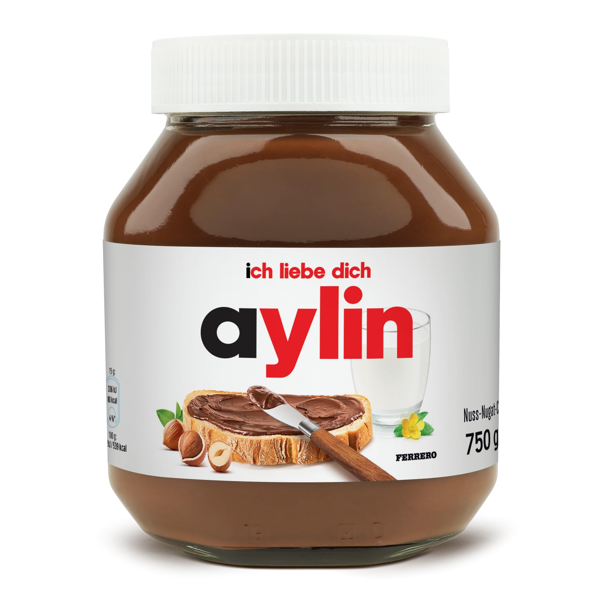 Personalisiertes Nutella-Glas mit Geschenkbox - das Highlight für den Frühstückstisch Geburtstagsgeschenk für Männer & Frauen (750 Gramm, personalisiertes Etikett) 2