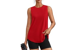PINSPARK Workout Tops for Women Sleeveless Athletic Tank Tops UPF 50+ Running Tanks with Side Slits Loose Fit Gym Yoga Shirt