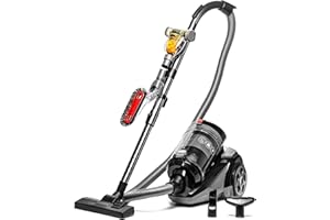 Ovente ST2620B Bagless Canister Cyclonic Vacuum – HEPA Filter – Includes Pet/Sofa, Bendable Multi-Angle, Crevice Nozzle/Brist