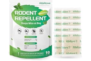 RibRave Mice Repellent for House, Natural Mice Repellent Pouches, Peppermint Oil to Repel Mice and Rats, Rodent-repelling Repellent Mouse Deterrent, 10 Packets