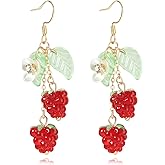 Fruit Earring Strawberry Lemon Orange Grape Cherry Raspberry Pomegranate Lightweight Trendy Drop Dangle Accessories for Women
