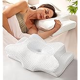 Emircey Clinical-Level Relief Cervical Neck Pillow for Sleeping, Ergonomic for Back Stomach Sleepers, Orthopedic Contour Memory Foam Pillow for Side Sleepers,Cooling Pillow for Neck Relief, White,King