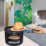 DYOUen Felt Hat Storage Box Round Foldable Clear Window Handle Grey Wardrobe view 6