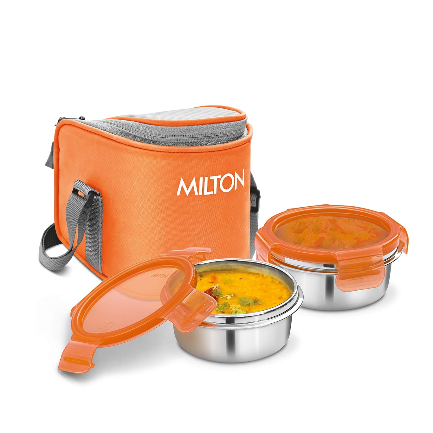 Buy Milton Cube 2 Lunch Box, 300 ml, Set of 2, Orange Online at Low