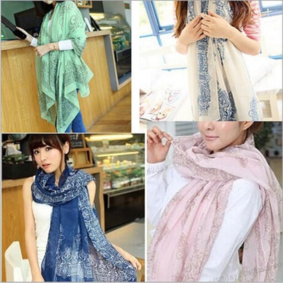 Amazon Co Jp You Mii おしゃれなストール 今年流行 バンダナ柄 全4色 エメラルドグリーン 服 ファッション小物