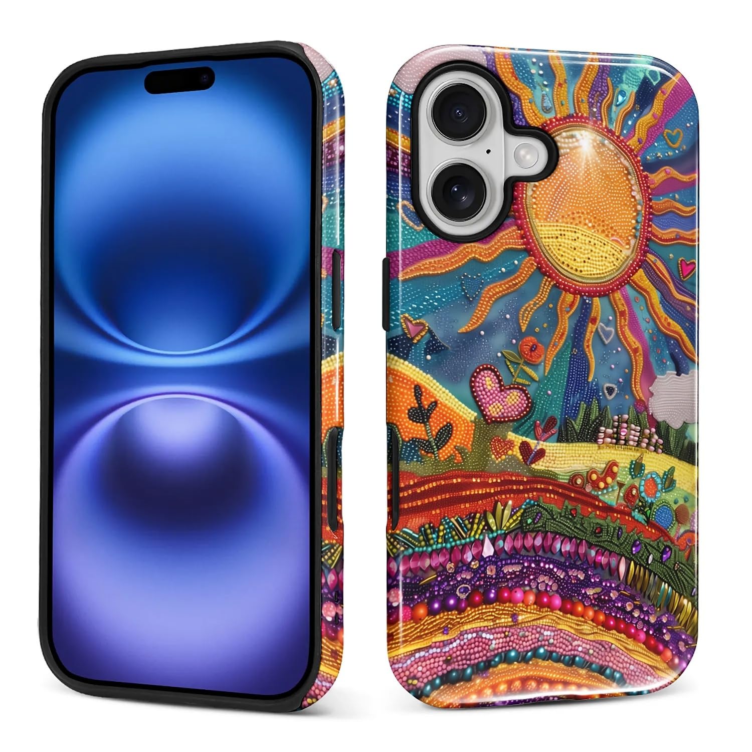 CARLOCA Case for iPhone 17,Sun Celestial Mosaic Tiles Design Hybrid Dual Protection Soft TPU Hard PC Shockproof Anti Scratch Men & Women Stylish Protective Phone Case