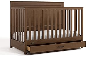 Graco Tristan 5-in-1 Convertible Crib with Drawer (Hazelnut) – GREENGUARD Gold Certified, Fits Standard Crib Mattress, Premium Handle, Converts to Toddler Bed, Daybed, and Full-Size Bed