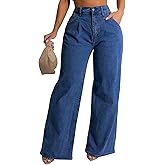 FairBeauty Women's Straight Leg High Waist Baggy Denim Jeans Loose Boyfriend Casual Stretchy Jeans