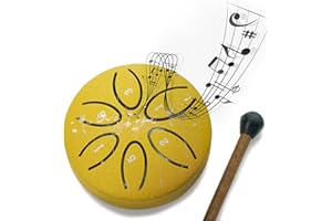 TWODEER Rain Chime Drum-Steel Tongue Drum 3 Inches 6 Notes,Rain Drum for Outside Garden,Steel Tongue Drum Rain Chime Waterproof, Mini Handpan Drum, Drum Rain Chime Waterproof (Foliage gold)