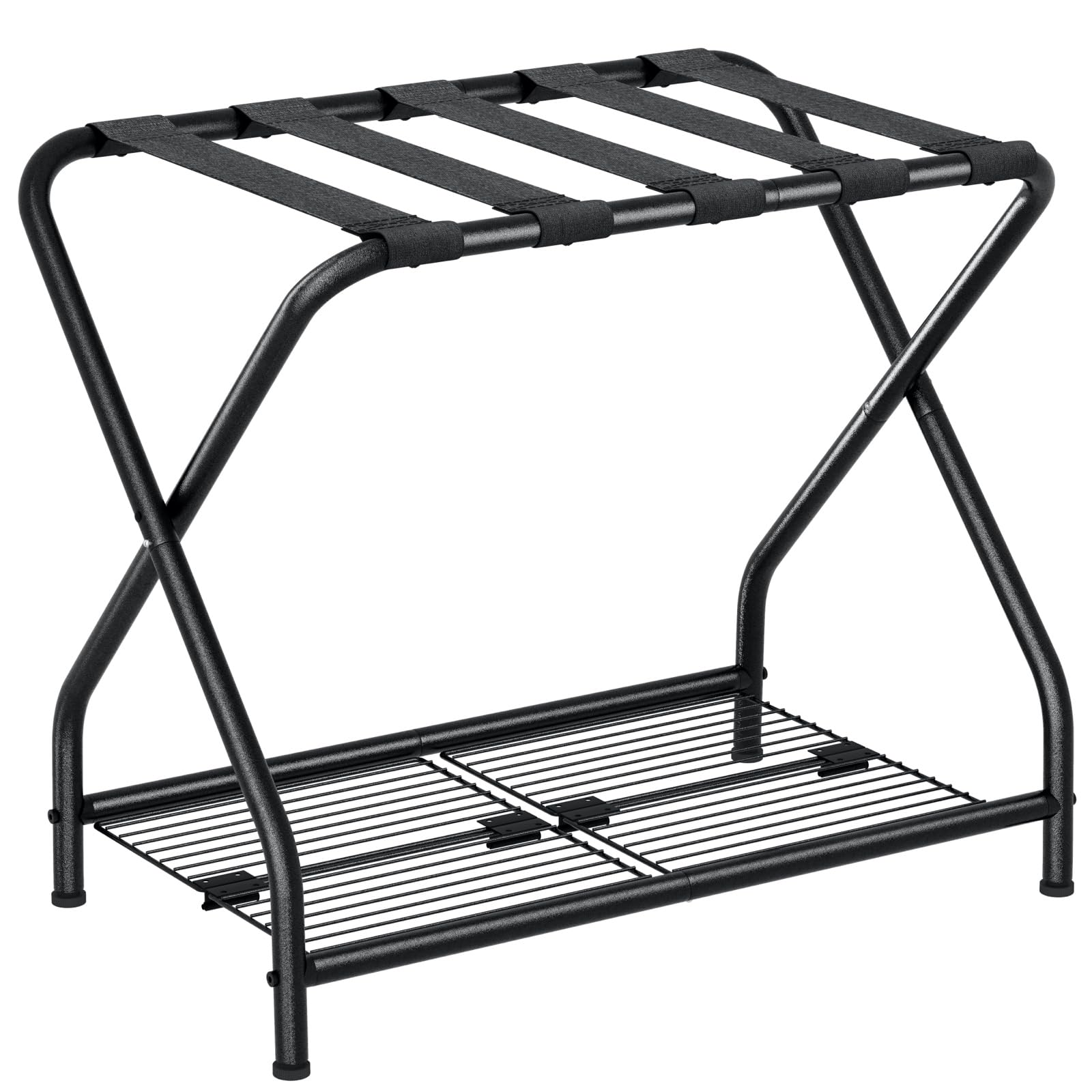 Photo 1 of NEFROM Luggage Rack, Suitcase Stand with Storage Shelf, Foldable Metal Luggage Holder for Guest Room, Bedroom, Hotel LR-BK-1