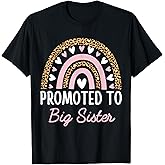 Promoted to Big Sister Teen Girls Women Rainbow Leopard 2026 T-Shirt