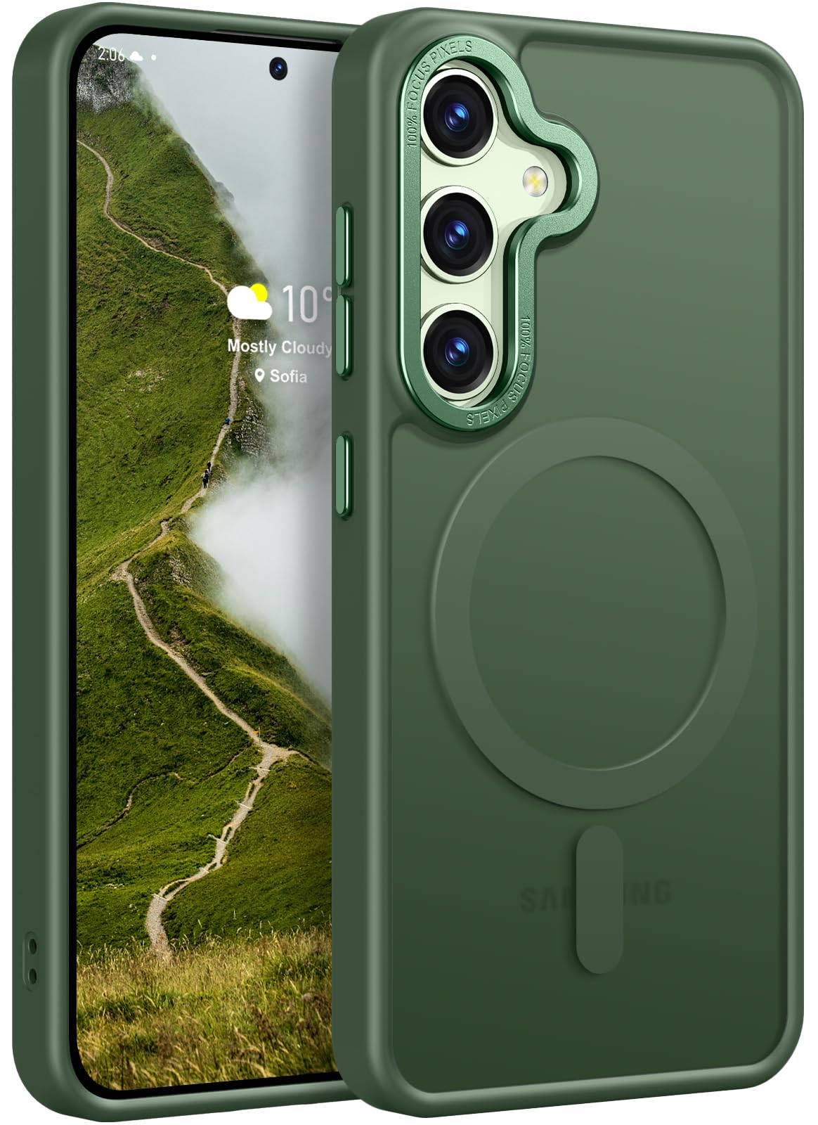 Photo 1 of Rayboen for Samsung Galaxy S24 Plus Case & S25 Plus Case Magnetic, [Compatible with Magsafe] Protective Slim Skin Feel Phone Cover for S24+/ S25+ with Translucent Hard Back & Soft Edge, Matte Green