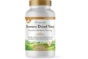 NaturVet Brewer's Dried Yeast Formula with Garlic Flavoring Plus Omegas for Dogs and Cats, 500 ct Chewable Tablets, Made in U