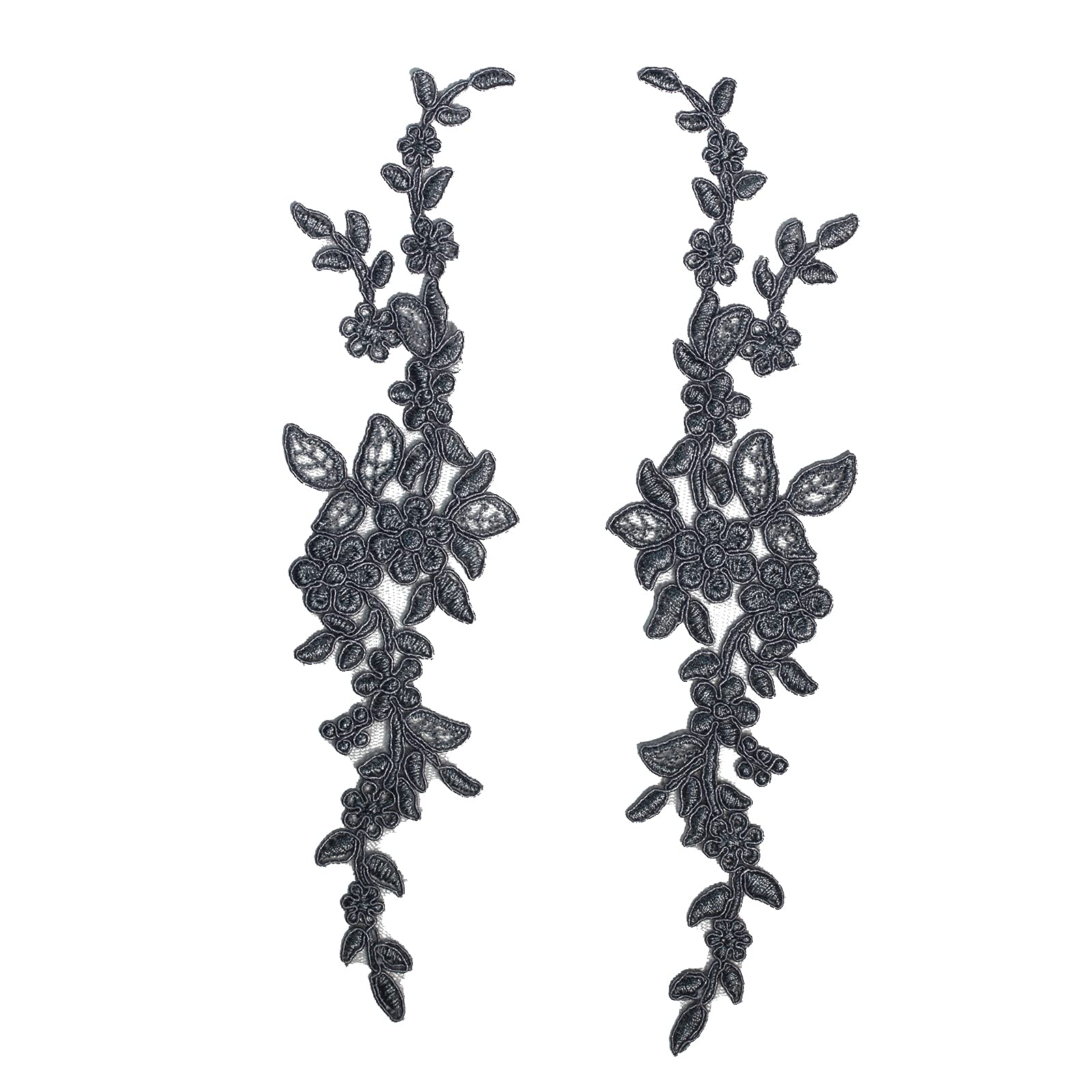 4 x Pieces Corded Lace Applique Wedding Motif Sew On #30 A (Grey) — image 1