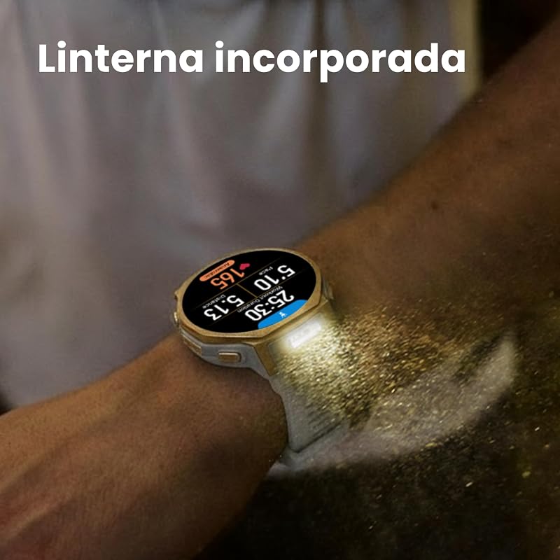 T-Rex 3 Pro Relógio Inteligente para Exterior 44mm – Ecrã de Safira AMOLED, Lanterna, Moldura de Titânio, GPS Dual Band, Mapas Offline, Bateria de 17 Dias, Modos Desportivos 180+, para iPhone Android