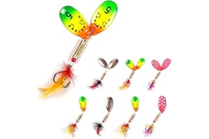 wondersee Fishing Spinners Trout Lures for Rivers Rainbow Trout Baits Pulsating Hackle Tail, Pack of 8