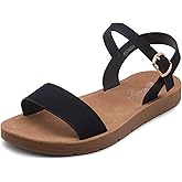 Herstyle Flat Sandals for Women – Open Toe 1 Band Ankle Strap Summer Dressy Sandals, Lightweight Casual Strappy Slip-On Flats with Adjustable Buckle