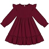 DREAM BUS Ruffle Long Sleeve Baby Girls Sweater Dress Holiday and Party Textured Toddler Fall Dress for 18M-6 Years