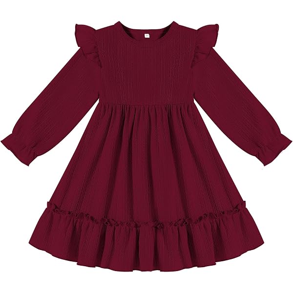 Amazon.com: NARPLO Toddler Dress Long Sleeve Baby Ruffle Fall Winter Casual  Party Birthday Little Girls Dresses for Girls: Clothing, Shoes & Jewelry