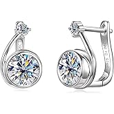 PROSTORY Snail-shaped Moissanite Hoop Earrings for Women, 2.12cttw D Color VVS1 Clarity 925 Sterling Silver Elegant Earrings for Wife Mom Birthday Holiday Jewelry Gifts