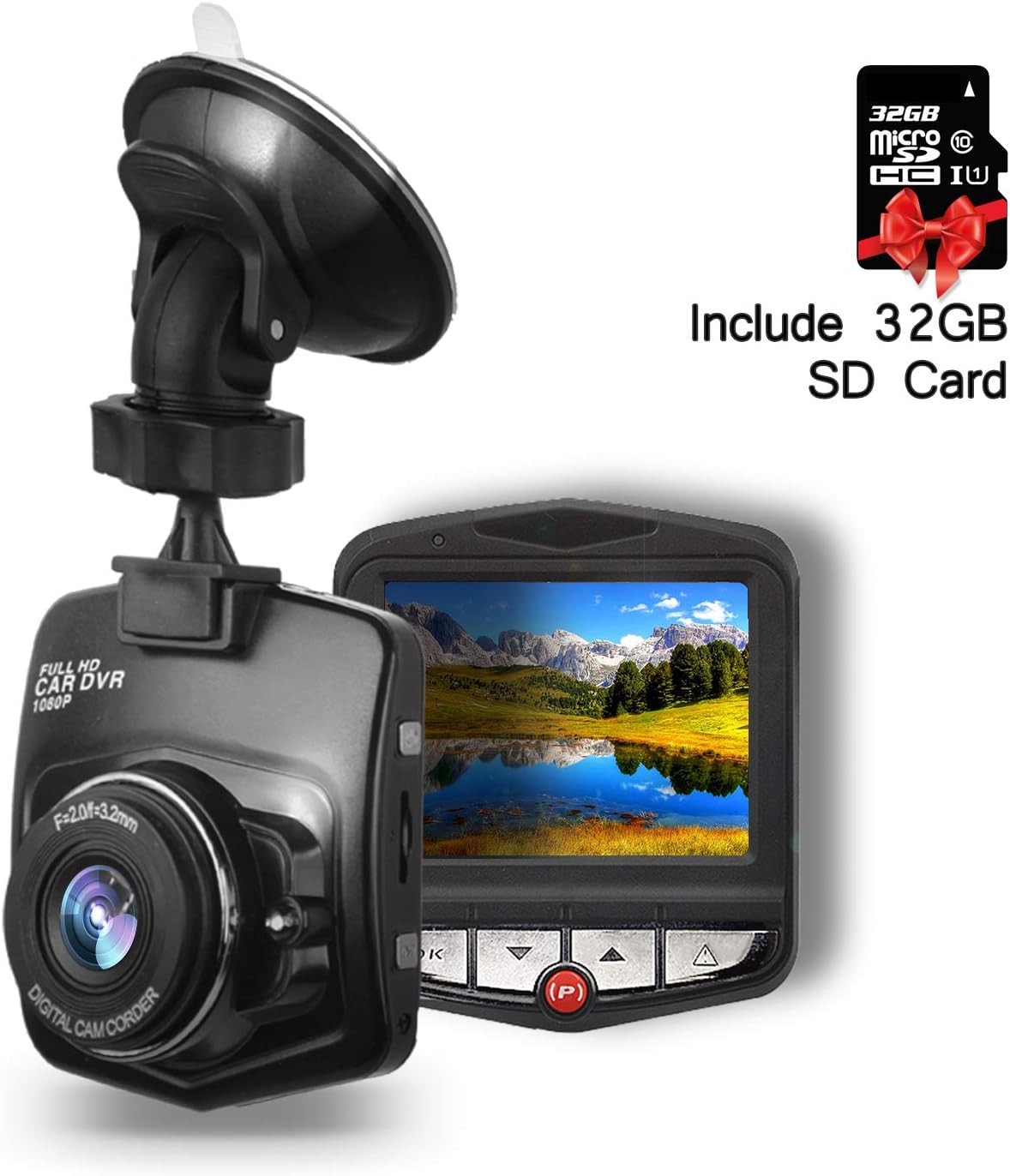 Dash Cam - SendCord Dash Cam with SD Card - 1080P HD Car Camera Night Vision - Car Camera Parking Mode - G Sensor Dash Cam - Car Camera Recorder - Black Box Dash Cam - Dash Cam with Motion Detection