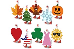 Weysat 10 Set Winter Mini Desk Goose Outfit Holiday Bundle Valentines Easter St. Patrick's Day Magnetic Geese Statue Felt Fabric Costume for 7 Inch Desktop Goose Table Decor Gifts(Simple Style,Felt)