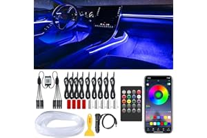QVEVDACAR Car LED Strip Lights, LEDCARE 9 in 1 RGB Car Interior Lights with APP & Remote Control, 16 Million Colors Ambient Lighting Kit with 5 Fiber Optic LED Strips & 4 Under Dash Lights, Sync to Music