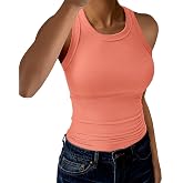 GKBK Womens Tank Tops High Neck Sleeveless Ribbed Tank Casual Basic Thick Strap Slim Fitted Racerback Shirts