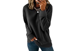 KINGFEN Womens Sweatshirts Casual Long Sleeve Pure Color Crewneck Shirts Pullover Loose fit Tops