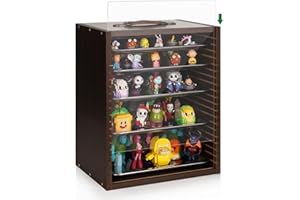 Trycooling Miniature Display Case Display Shelf for Collectibles Display Cases for Collectibles Miniatures Storage Case for Mini Action Figures Valuable Collectibles or Crystal Stone (M-Black)