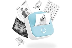 Omezizy T02 Mini Printer - Thermal Bluetooth Portable Printer with 1 Roll Sticker Paper, Pocket Printer Mini Sticker Printer for DIY, Scrapbook, Study Notes, Memo, List