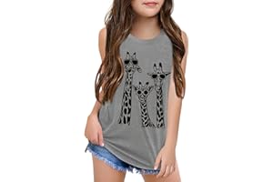 Qbily Tank Tops for Girls Kids Summer Casual Cute Sleeveless Crewneck Graphic T Shirt 5-14 Years