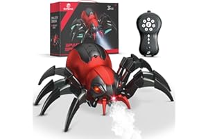 sumsync Remote Control Spider Kids Toys - Realistic RC Spider, Music Effect, LED Light, Toys for 3 4 5 6 7 8 9 10 11 12+ Year Old Boys/Girls, Gifts for Halloween Christmas Birthday, Red